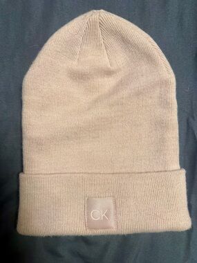 Calvin Klein Dusty Pink Fold-Over Knit Beanie
